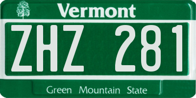 VT license plate ZHZ281