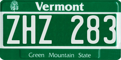 VT license plate ZHZ283