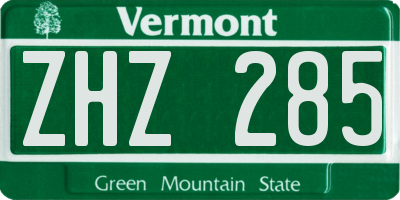 VT license plate ZHZ285