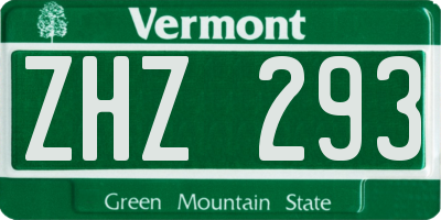 VT license plate ZHZ293