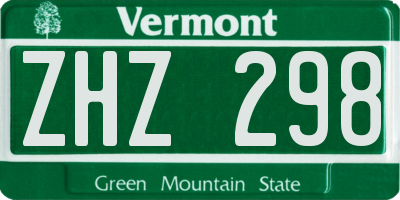 VT license plate ZHZ298
