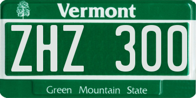 VT license plate ZHZ300