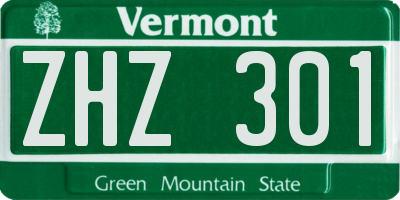 VT license plate ZHZ301
