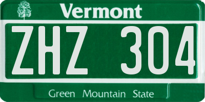 VT license plate ZHZ304