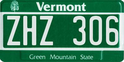 VT license plate ZHZ306