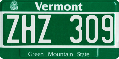VT license plate ZHZ309