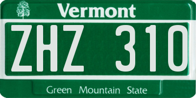 VT license plate ZHZ310