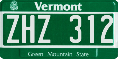 VT license plate ZHZ312
