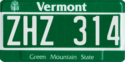 VT license plate ZHZ314