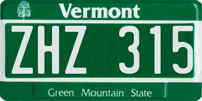 VT license plate ZHZ315