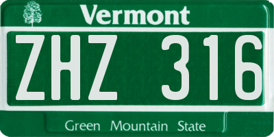 VT license plate ZHZ316