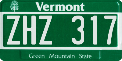 VT license plate ZHZ317