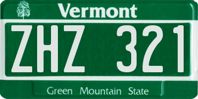 VT license plate ZHZ321