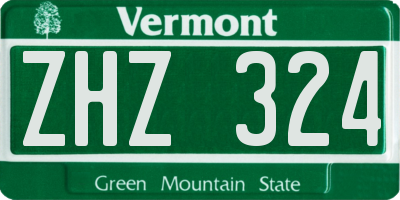 VT license plate ZHZ324