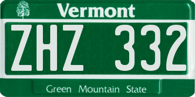 VT license plate ZHZ332
