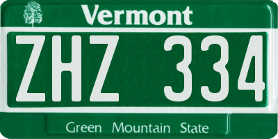 VT license plate ZHZ334