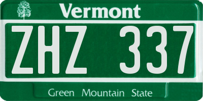 VT license plate ZHZ337
