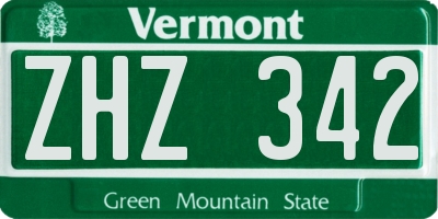 VT license plate ZHZ342