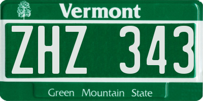 VT license plate ZHZ343