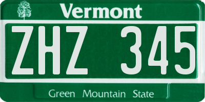 VT license plate ZHZ345