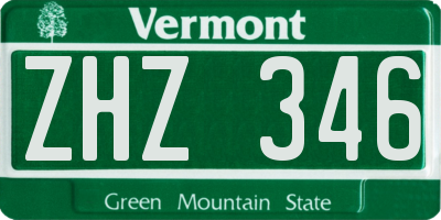 VT license plate ZHZ346