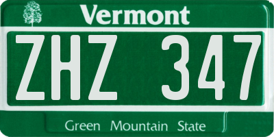 VT license plate ZHZ347