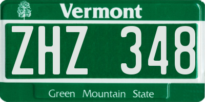 VT license plate ZHZ348