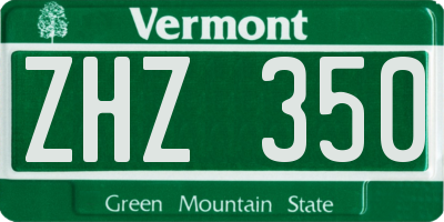 VT license plate ZHZ350