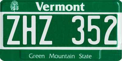 VT license plate ZHZ352