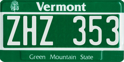 VT license plate ZHZ353