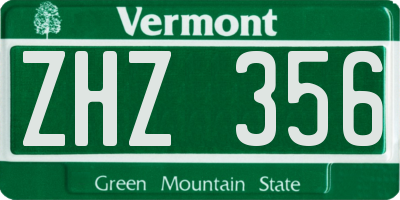 VT license plate ZHZ356