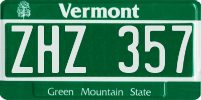 VT license plate ZHZ357