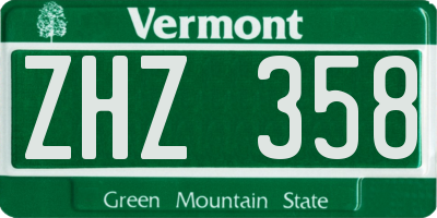 VT license plate ZHZ358