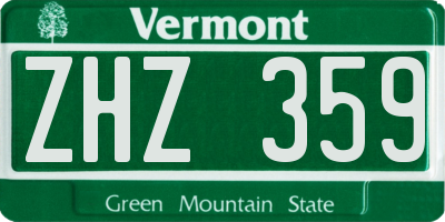 VT license plate ZHZ359