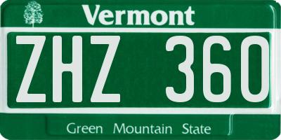 VT license plate ZHZ360