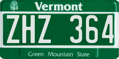 VT license plate ZHZ364