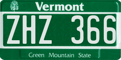 VT license plate ZHZ366