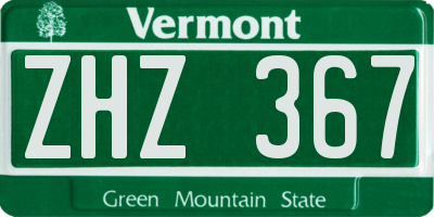 VT license plate ZHZ367