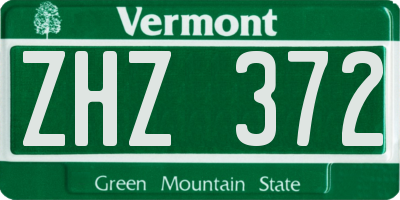 VT license plate ZHZ372