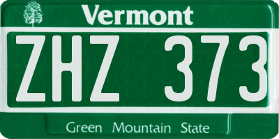 VT license plate ZHZ373
