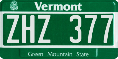 VT license plate ZHZ377