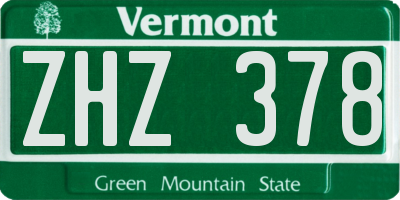 VT license plate ZHZ378