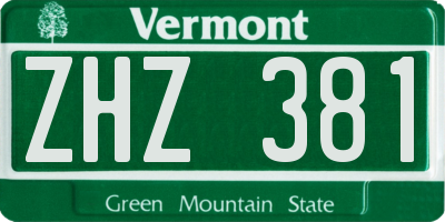 VT license plate ZHZ381