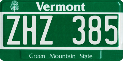 VT license plate ZHZ385