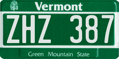 VT license plate ZHZ387