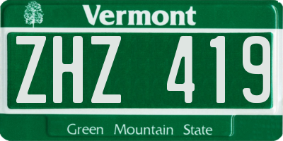 VT license plate ZHZ419