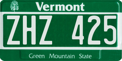 VT license plate ZHZ425