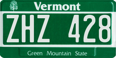VT license plate ZHZ428
