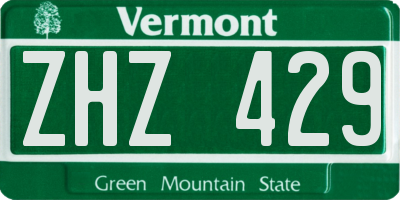 VT license plate ZHZ429