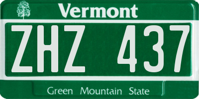 VT license plate ZHZ437